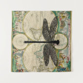 Dragonfly Bug Insect Silhouette Alte Karte Wandteppich (Vorderseite (Horizontal))