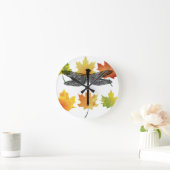 Dragonfly Bug Insect Silhouette Blatt Art Runde Wanduhr (Zuhause)