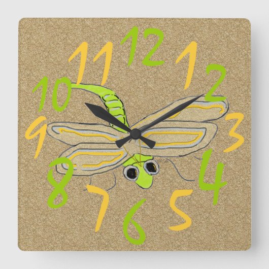 Dragonfly Bug Quadratische Wanduhr (Vorderseite)