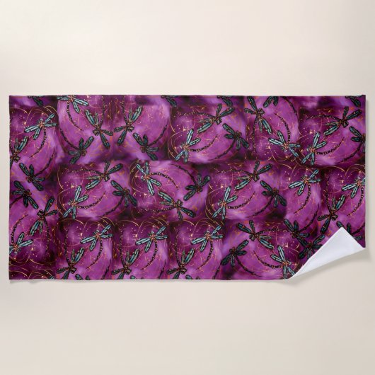 Dragonfly Burgundy Flit Beach Handtuch (Vorderseite)