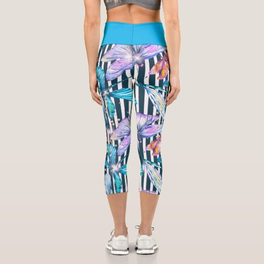 Dragonfly Capris farbenfroh mit schwarzen Streifen (Rückseite)