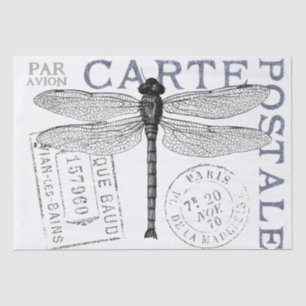 Dragonfly Carte Postale Französisch Postmark Decou Seidenpapier