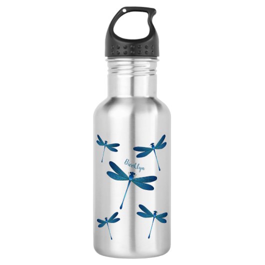 Dragonfly-Cartoon Edelstahlflasche (Vorderseite)