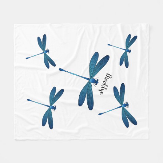 Dragonfly-Cartoon Fleecedecke (Vorderseite (Horizontal))