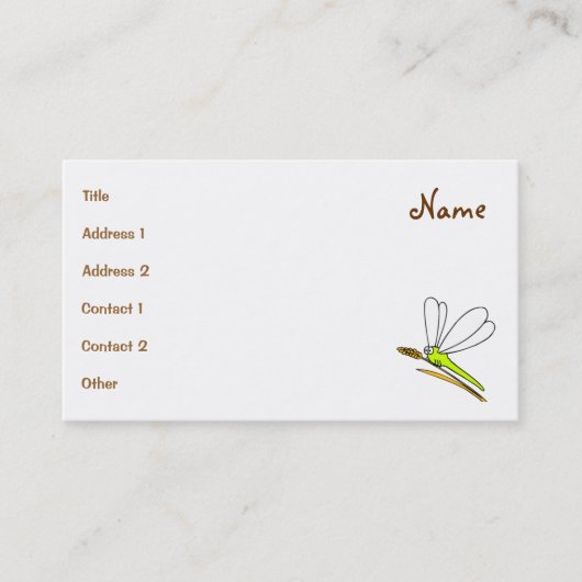 Dragonfly-Cartoon-Illustration Visitenkarte (Vorderseite)