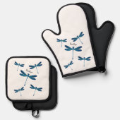 Dragonfly-Cartoon Ofenhandschuh & Topflappen-Set (Vorderseite/Rückseite)