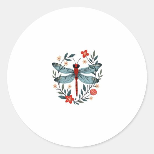 Dragonfly Christmas T-Shirt_1 (1) Runder Aufkleber (Vorderseite)