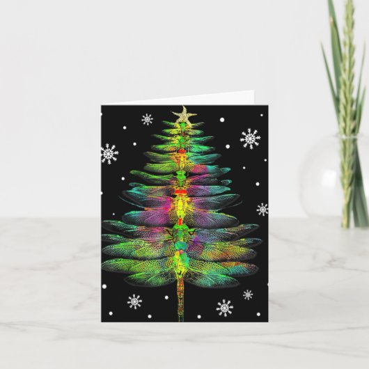 Dragonfly Christmas Tree Dragonfly Xmas T Shirt Karte (Vorderseite)