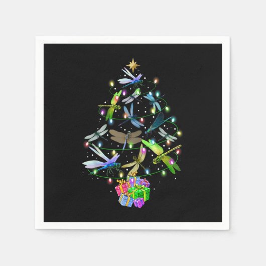 Dragonfly Christmas Tree Vintage Insects Lovers Xm Serviette (Vorderseite)