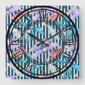 Dragonfly Clock Design römische Zahlen Quadratische Wanduhr (Vorderseite)