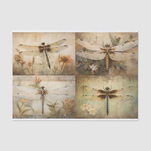 Dragonfly Collage 1 Decoupage Paper Seidenpapier (Vorderseite)