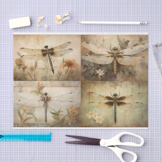 Dragonfly Collage 1 Decoupage Paper Seidenpapier (Handwerk)
