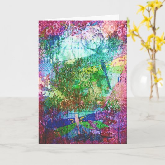 Dragonfly Collage, Geburtstag Karte (Gelbe Blume)