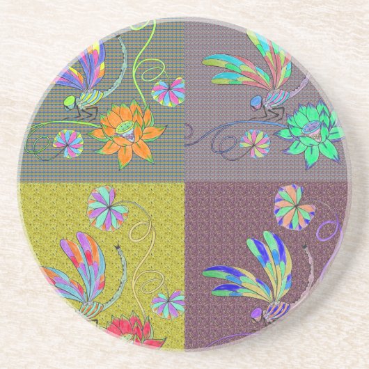 Dragonfly Collage Sandstein Untersetzer (Vorne)