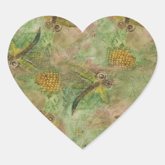 Dragonfly Cotton Candy Herz-Aufkleber (Vorderseite)
