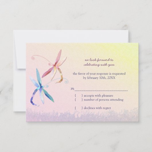 Dragonfly Country Wedding UAWG RSVP Karte (Vorderseite)