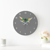 Dragonfly cute watercolor illustration große wanduhr (Zuhause)