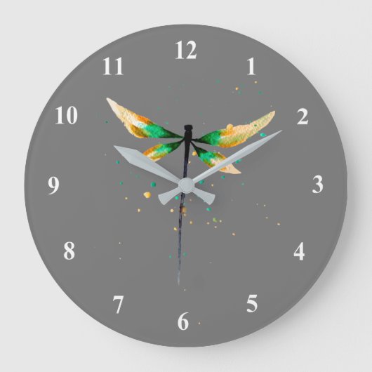 Dragonfly cute watercolor illustration große wanduhr (Vorderseite)
