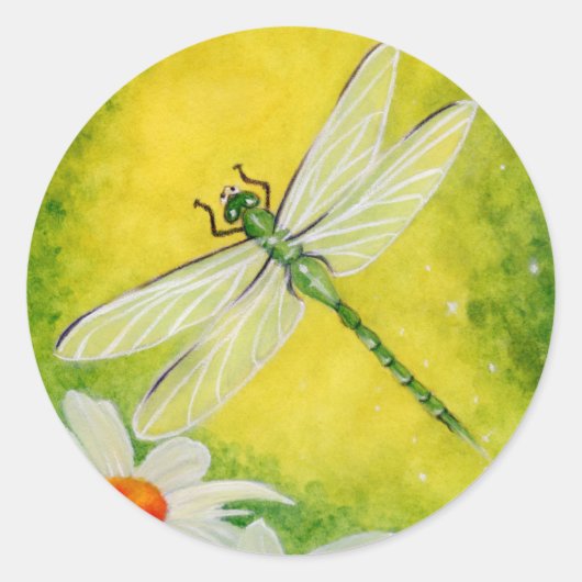 Dragonfly Daises Sticker (Vorderseite)