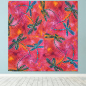 Dragonfly Dance Fuchsia PInk Leinwanddruck (Insitu (Holzboden))