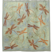 Dragonfly Dance Gold Duschvorhang (Vorderseite)