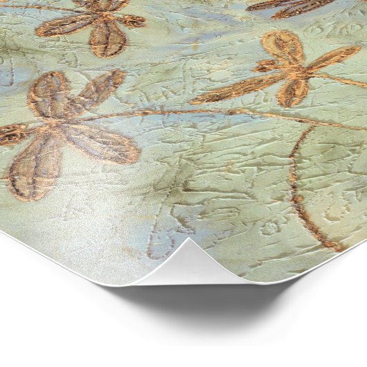 Dragonfly Dance Gold Fotodruck (Ecke)