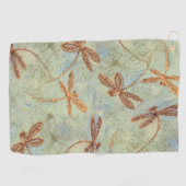 Dragonfly Dance Gold Golf Handtuch (Horizontal)