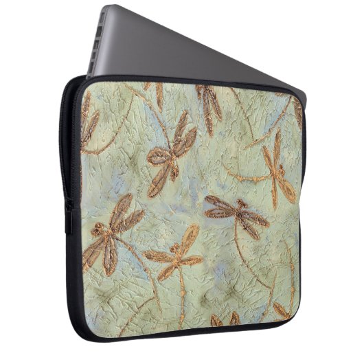 Dragonfly Dance Gold Laptopschutzhülle (Vorne Rechts)