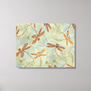 Dragonfly Dance Gold Leinwanddruck