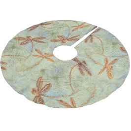 Dragonfly Dance Gold Polyester Weihnachtsbaumdecke
