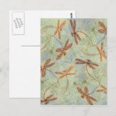 Dragonfly Dance Gold Postkarte (Vorne/Hinten)