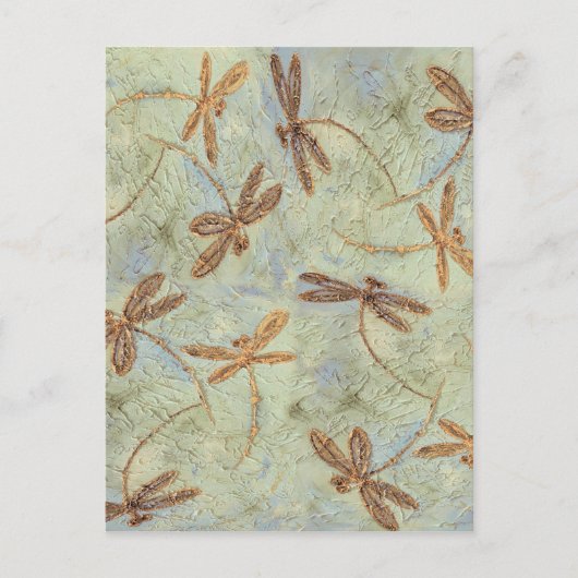 Dragonfly Dance Gold Postkarte (Vorderseite)