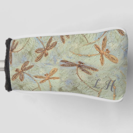Dragonfly Dance Gold Putter Head Cover Golf Headcover (Vorderseite)