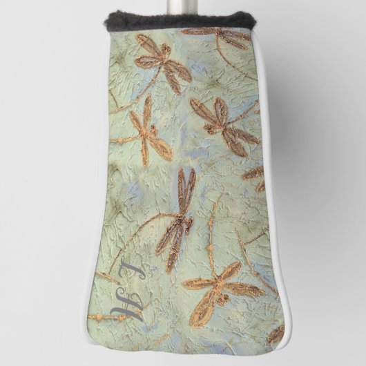 Dragonfly Dance Gold Putter Head Cover Golf Headcover (Rotieren 90)