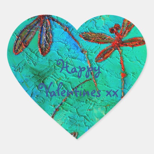 Dragonfly Dance Heart Sticker (Vorderseite)