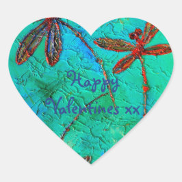 Dragonfly Dance Heart Sticker