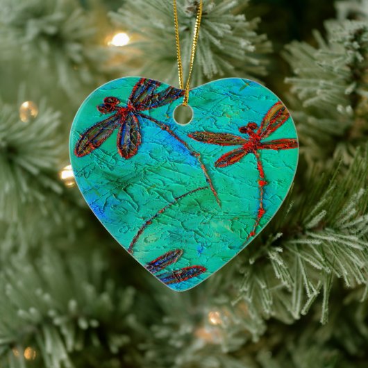 Dragonfly Dance Herz Weihnachtsschmuck Custom (Baum)