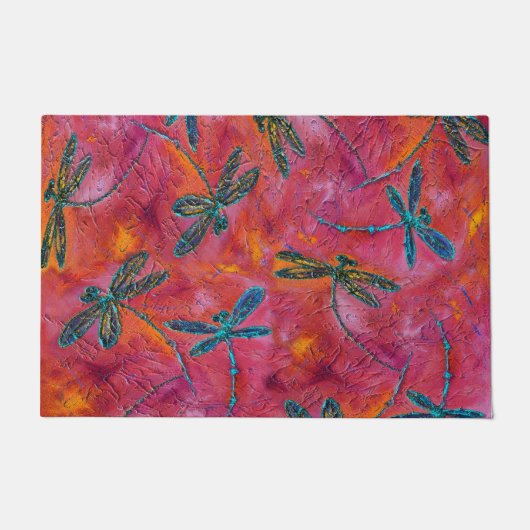 Dragonfly Dance Hot Fuchsia Door Mat Fußmatte (Vorderseite)