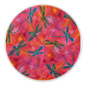 Dragonfly Dance Hot Fuchsia Door Pull Keramikknauf (Vorderseite)