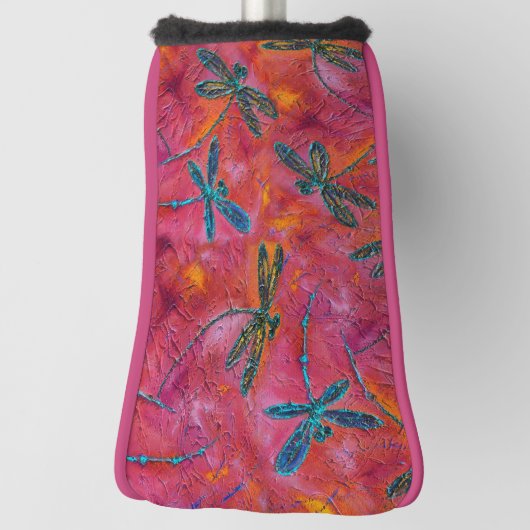 Dragonfly Dance Hot Fuchsia Golf Headcover (Rotieren 90)
