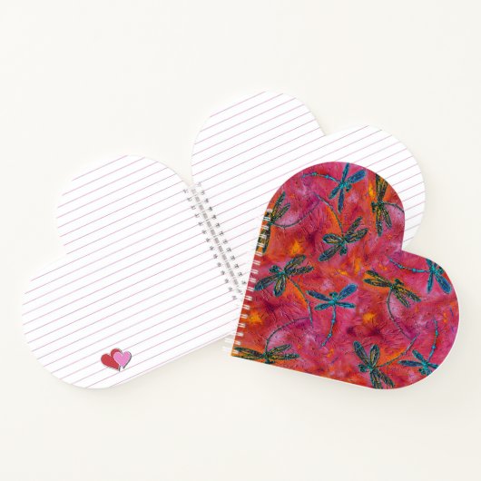 Dragonfly Dance Hot Fuchsia Heart Shaped Notebook Notizblock (Innenseite)