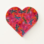 Dragonfly Dance Hot Fuchsia Heart Shaped Notebook Notizblock (Rückseite)