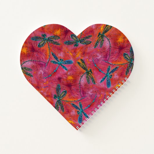 Dragonfly Dance Hot Fuchsia Heart Shaped Notebook Notizblock (Rückseite)