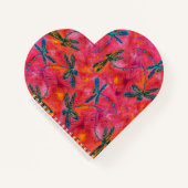 Dragonfly Dance Hot Fuchsia Heart Shaped Notebook Notizblock (Vorderseite)