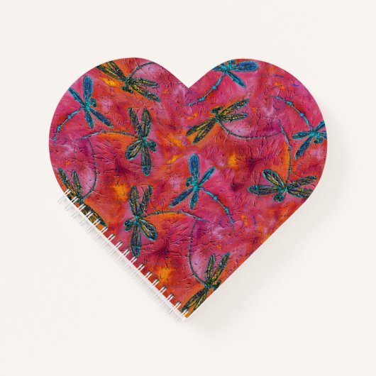 Dragonfly Dance Hot Fuchsia Heart Shaped Notebook Notizblock (Vorderseite)