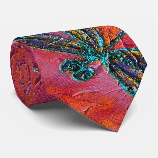 Dragonfly Dance Hot Fuchsia Neck Tie Krawatte (Gerollt)