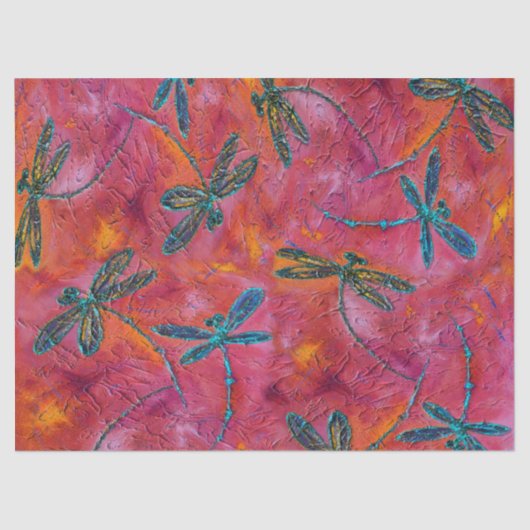 Dragonfly Dance Hot Fuchsia Seidenpapier (Vorderseite)