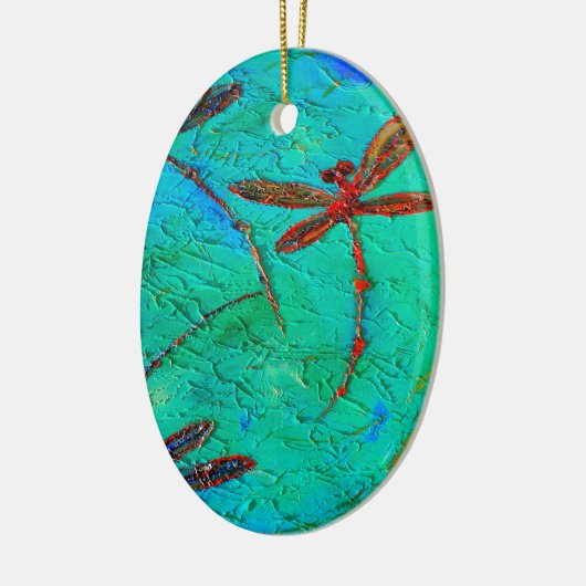 Dragonfly Dance Keramik Ornament (Links)