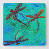 Dragonfly Dance Quadratische Wanduhr (Vorderseite)