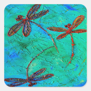 Dragonfly Dance Quadratischer Aufkleber